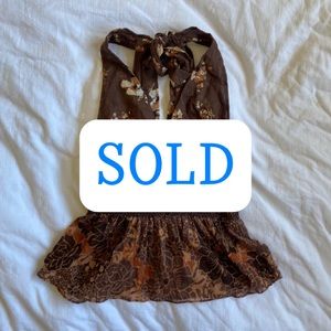 Free People Brinkley Smocked Tank Top Cocoa Combo